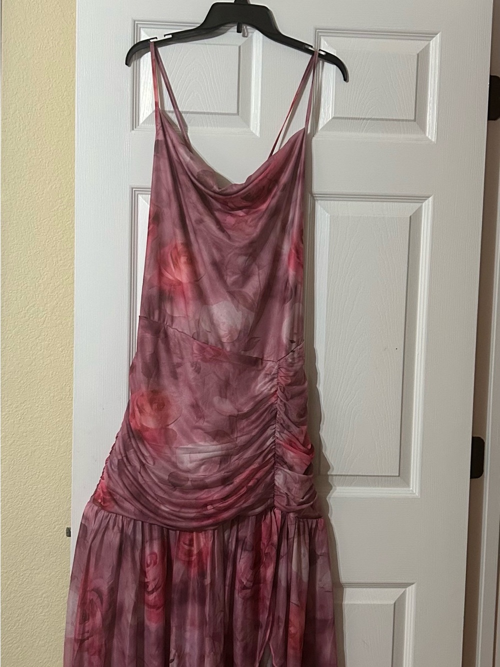 SHEIN Dusty Rose Floral Cowl-Neck Maxi Dress